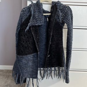Free People black and blue knit cardigan